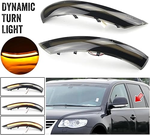 Feux Indicateur Clignotant pour VW pour Touareg I MK1 7L Facelift 2007 2008 2009 2010 2011 2 Pièces LED Dynamique Clignotant Lampe De Rétroviseur Clignotant Dynamique - Poukt