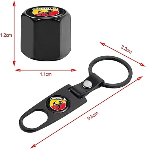NANNUT 4pcs Bouchons Valve Pneu de Voiture, pour Abarth, Bouchons Valve avec Anneau en Caoutchouc, Couvercles Tige Étanches à Poussière, Accessoires Décoration Extérieure - Poukt