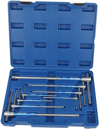 Jeu de clés hexagonales avec poignée en T avec poignée rotative pour réparation de vélo et travaux mécaniques, 8 pièces avec boîte de rangement - Poukt