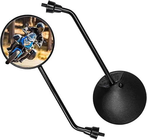 Lot de rétroviseurs ronds universels pour moto - Rotatif à 360° - Avec pince de guidon - Rétroviseur M10 - Pour scooter, VTT, cruiser, scooter, cyclomoteur, quad - Poukt