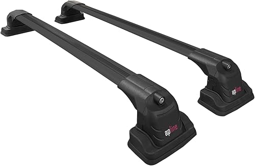 Apline Compatible avec BMW Série 1 (F40) 2020-2024 ACE-3 Barres de Toit Railing Porte-Bagages de Voiture Noir Aluminium 2 Barres - Poukt