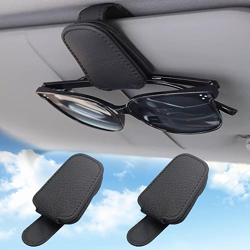 Elfinfi 2 Pièces Porte Lunettes pour Voiture, Magnétique Support Lunettes pour Voiture, Multifonctionnel Porte Lunettes pour Voiture Décoration Intérieure Universelle de Voiture (Noir) - Poukt