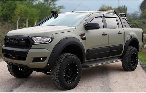 Oneway Jeu de Baguettes de Porte Compatible avec Ford Ranger T6/T7/T8 2012-2022 - Noir Brillant - Poukt
