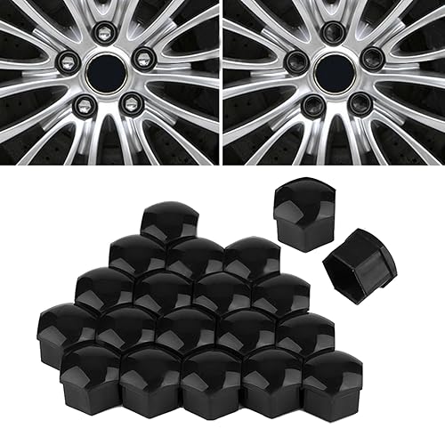 21mm Noir Écrou de Roue Couvre Ensemble de Protection Antivol Nylon Robuste PA66 pour Voiture Auto Moyeu Vis 20 Pièces Bouchons Anti-Poussière Ajustement Universel (Grey) - Poukt