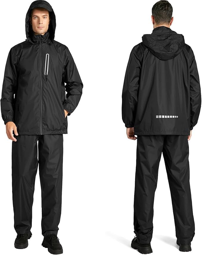 SPEEDRUN Combinaison de Pluie Imperméable et Réfléchissante Veste Imperméable Homme Rain Coat Ensemble Pluie Vêtements Pluie Moto Combinaison Pluie Pantalon de Pluie Sport Outdoor - Poukt