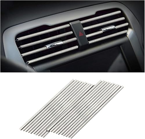 Adunsiaoto Lot de 20 Bandes Décoratives pour Climatiseur de Voiture, Bandes Décoration de Sortie d’Air Voiture Bande de Grille d'Aération, Bande Décorative pour Climatiseur de Voiture(Argent) - Poukt