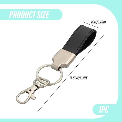 Porte-clés en Cuir de Haute Qualité en Cuir Véritable et Métal, Porte-clés pour Homme et Femme, pour Voiture, Moto, Vélo et Maison (Noir) - Poukt