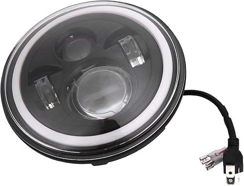 Qiilu Phare LED Rond 7 Pouces, IP68 Étanche, 300W 6000K, Feux Diurnes Avec Blanc de Feux de Route et de Croisement - Poukt