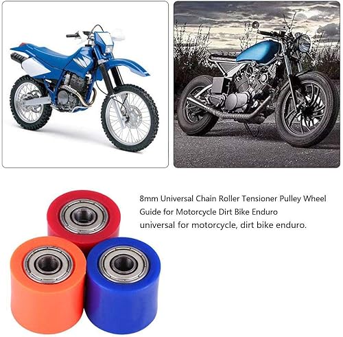 Chaîne d'embrayage de pignon 8mm universel galet de chaîne tendeur poulie guide de roue tendeur poulie folle de rechange automobile poulies folles pour moto Dirt Bike Enduro(Bleu) - Poukt