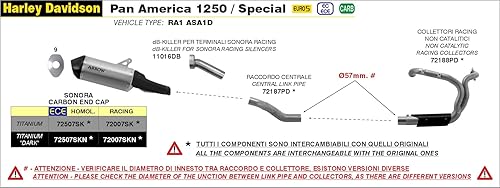 ARROW MARMITTA OMOLOGATA SONORA TITANIO HARLEY DAVIDSON 1250 PAN AMERICA '20/22 CON FOND.CARBY RIC.ORIGINALE + RIC.ARROW - Poukt