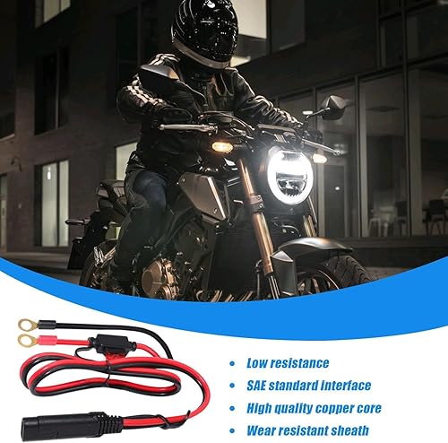 Cordon De Chargeur De Batterie De Moto - Connecteur De Câble De Batterie | Rallonge De Chargeur De Voiture, Câble D'extension D'assemblage À Déconnexion Rapide, Borne Sae À Joint Torique, Prise À Déco - Poukt