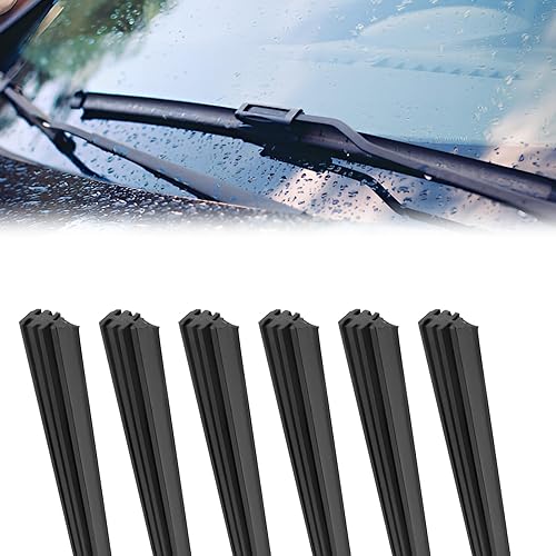 6PCS Balais D'essuie-Glace, Caoutchouc Gomme D'essuie-Glace Découpables Remplacement pour Pare-Brise Compatible avec Tous Les Essuie-Glaces Avant Arrière Pluie Voiture Essuie-Glac 800 mm - Poukt