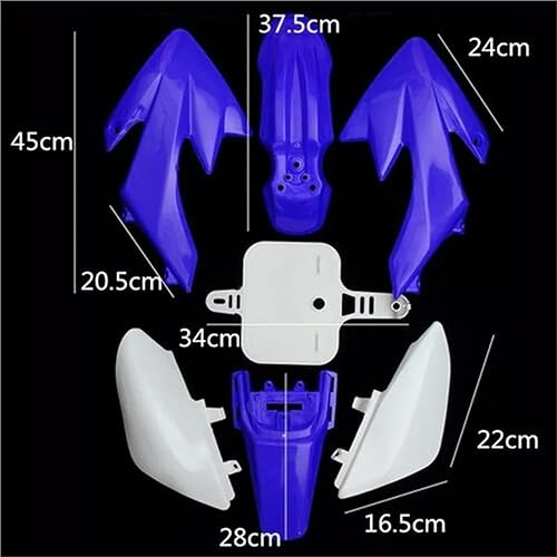 ZHky 7 pièces Bleu Blanc Accessoires de Moto kit de carénage Corps Garde-Boue Moto Plastique Pit Dirt Bike Compatible avec CRF50 - Poukt