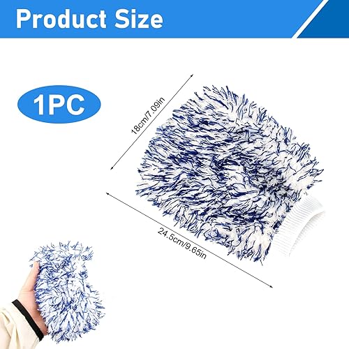 wilcractk Gant Microfibre Voiture, Gant de Lavage Double Face Longue Pile, Ultra Absorbant, Doux et Résistant, 25x18 cm Nettoyage Efficace pour Voiture, Moto, Vélo et Plus(Azur) - Poukt