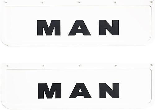 Lot de 2 bavettes garde-boue en caoutchouc dur pour homme, semi-remorque, 60 x 18 cm, blanc, avec inscription en relief 3D - Poukt