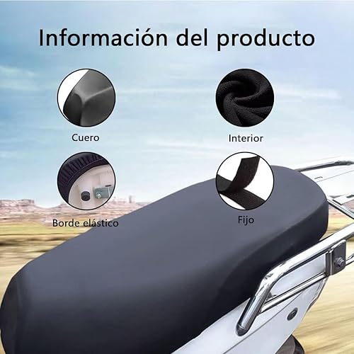 générique Cuir Couvre Selle Moto Compatible avec Vespa LX 125 2009-2010,étanche à l'eau et à la poussière,Protection Quatre Saisons(Black) - Poukt