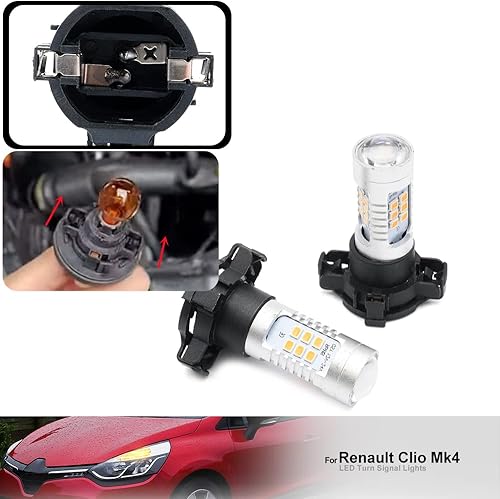 NSLUMO Clignotant Avant LED Ambre PY24W Pour Renault Clio IV Typ X98 2012-2020 - Répéteurs Latéraux LED Ampoules - Poukt