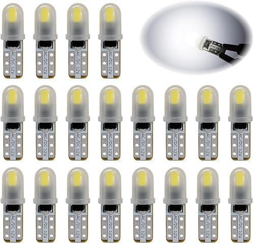 Vidsmow 20 PCS Ampoules T5 LED, 12V blanches 3014 SMD, remplacement pour tableau de bord, compteur, éclairage intérieur voiture, PC74 2721 286 27 37, 40LM, 0.6W, format compact, installation facile - Poukt