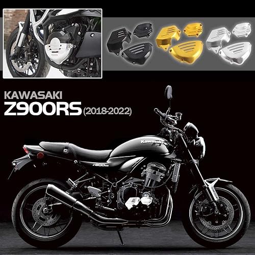 Moto CNC En Aluminium Moteur Garde Protecteur Stator Couvercle Latéral Cadre Curseur Kit de Protection pour Ka.wasaki Z900RS Z900 RS Z 900 RS Accessoires 2018 2019 2020 2021 2022 2023(Noir) - Poukt