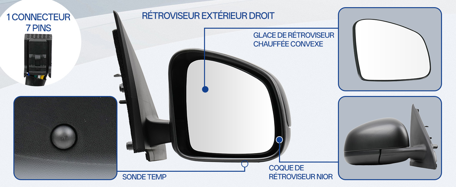 Série d'images techniques de produits montrant des supports de montage et des composants matériels en finition gris métallisé, présentant différents angles et positions d'installation.