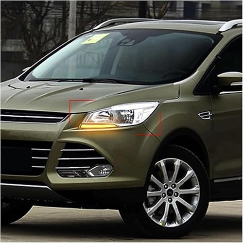 Phares Avant 1 Paire De Feux Diurnes Led Drl Lumière Du Jour Pour Ford Pour Kuga Pour Escape 2013 2014 2015 2016 2017 Avec Clignotant Jaune Antibrouillard Feux Phares(White Yellow Blue) - Poukt