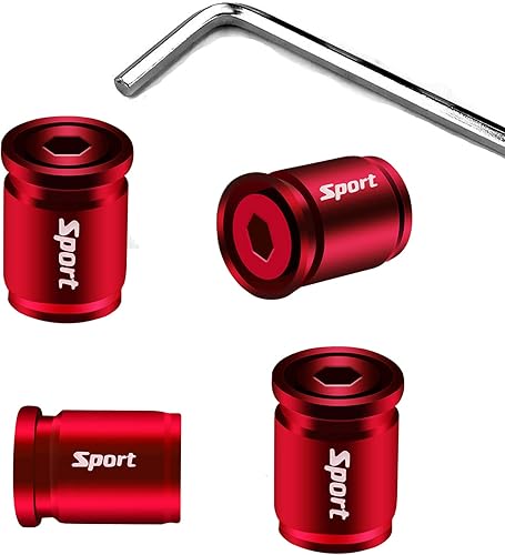 Lot de 4 bouchons de valve antivol universels pour pneus de voiture, moto, vélo (bulle/rouge) - Poukt