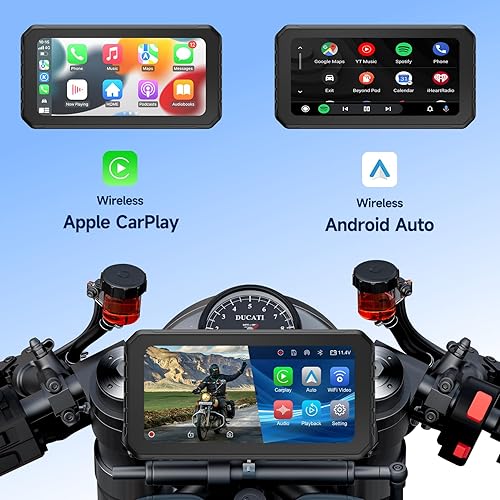Spedal 6.25” Écran CarPlay et Android Auto pour Moto, Étanche Stable, avec Caméras Avant et arrière 1080P, Sécurité en Temps réel avec TPMS, Siri, Navigation GPS Moto - Poukt