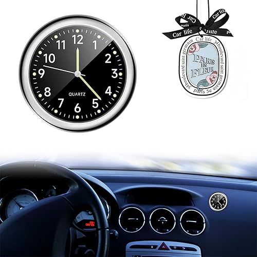 Horloge de Voiture, Montres à Quartz de Voiture, Horloge de Tableau de Bord de Voiture, Horloges à Évent Voiture, horloge à quartz avec aiguilles lumineuses, pour tableau de bord de voiture,noir - Poukt