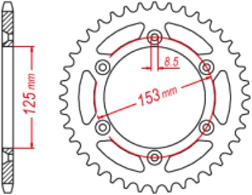 Jodriva 520 43T 47T 51T pignon arrière Roue dentée CRF230 CRF230F CRF250X CRF450 CRF450R CRF450X CRF 230 450 CR500 CR500R CR 500 Pignon arrière de Moto(51T) - Poukt