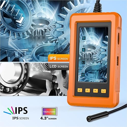 KZYEE Endoscope Industriel, Caméra D'inspection D'écran 4,3 Pouce 1080P HD câble Semi-Rigide 2800mAh Imperméable Caméra Inspection avec Carte TF 8GB & 6 LED - 10M - Poukt