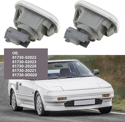 EMSea Lot de 2 clignotants latéraux avant compatibles avec Toyota Corolla Avensis MR2 OE 81730-02022 81730-02023 81730-20220 56,1 x 35,8 x 46,4 mm - Poukt
