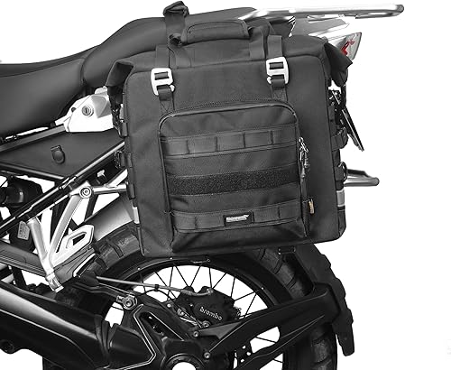 ENJOHOS Extensible Sacoche Moto Laterale 25-32L Sacoches Cavalières pour Moto Etanche Sac de Selle Motos Arriere Sac Bagagerie Motos avec Bandoulière pour Voyage Camping Extérieur (Noir-1 Pièce) - Poukt