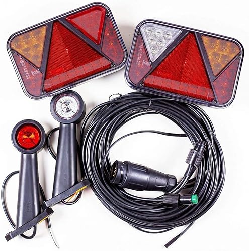 UNITRAILER Mantes Kit Éclairage Remorque - Feux Arrière Fristom FT-270 et Feux Gabarits LED Horpol LD 726 - Faisceau Remorques 7 Broches 5,5m - Étanche et Multifonctionnel - Poukt
