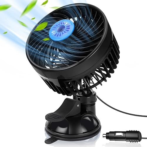 Aceshop Ventilateur de Voiture 12V, 6'' Ventilateur pour Voiture avec ventouse Ions Négatifs Ventilateur 12v Voiture électrique avec Vitesse de Stepless Puissant Ventilateur Auto pour SUV VR Véhicule - Poukt