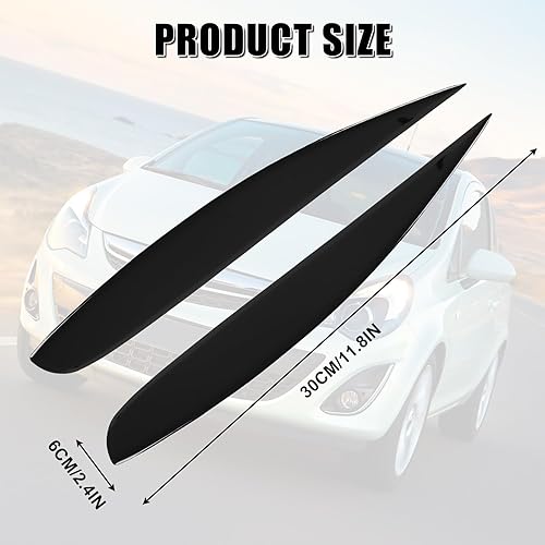 Soekodu 1 Paire Voiture Phare Sourcil pour Opel Corsa D 2006-2014, Paupières Garniture Couverture Phare Autocollant (Noir) - Poukt
