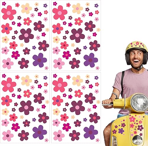 Bekecidi Lot de 140 autocollants imperméables pour voiture, motif fleurs multicolores pour cadres, fenêtres, casques et plus durables, faciles à appliquer, pour vélos, voitures et décoration - Poukt