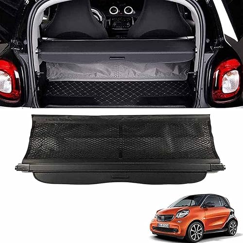 pour Smart Fortwo 2015-2019 2020 Voiture Couverture Cargaison ArrièRe RéTractable Housse éTagèRes Colis Cargo Coque Rangement Coffre Bouclier Partition Stockage IntéRieure Accessoires - Poukt