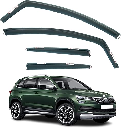 Lot de 4 déflecteurs d'air compatibles avec Skoda Karoq SUV 5 portes 2018, 2019, 2020, 2021, 2022, 2023, 2024, 2025. - Poukt