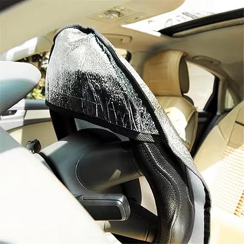 Couvre-volant thermique pare-soleil 50 x 45 cm en aluminium double couche | protection volant de voiture contre le soleil et la chaleur | universel anti-surchauffe facile à appliquer et à enlever - Poukt
