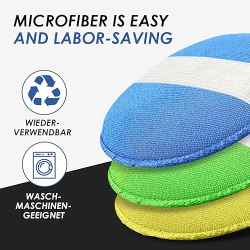 Waymaytecy Lot de 3 Éponge à polir à la Main en Microfibre, éponges de Polissage de Nettoyage de Cire pour Voiture, d'application pour Cires, Vernis, Nettoyant pour Peinture, Cirage - Poukt