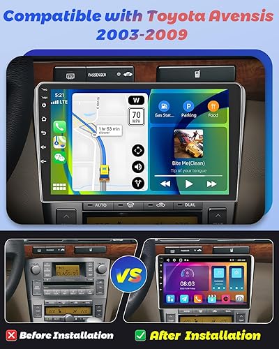 Hikity 2+64GB Android 15 Autoradio pour Toyota Avensis 2003-2009 Radio Carplay Android Auto, IPS Écran Tactile 9 Pouces Poste Radio Voiture avec Caméra de Recul, Bluetooth Stéréo, GPS, WiFi, DSP, EQ - Poukt