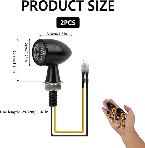 Riybyds 2 Pièces, Clignotants LED Mini Bullet pour Moto 12V, Universels, en Alliage de Zinc Moulé, Design Rétro, Étanches, Installation Facile,Applicable à la Plupart des Motos - Poukt