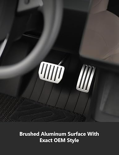 TPARTS Ensemble de pédales de frein et d'accélérateur en aluminium pour Tesla Model 3 Highland 2024+/Model Y Juniper 2025 + accessoires de protection antidérapants pour pédale de rechange - Poukt