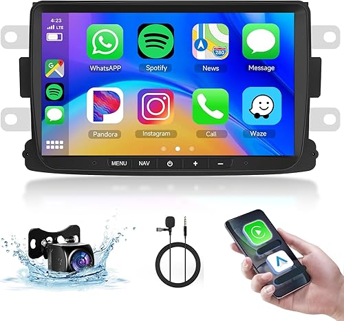 【2+64G】Carplay Autoradio pour Renault Captur Sandero Lodgy 2012 2013 2014 2015 2016 2017,Android Poste Radio Voiture,8 Pouce Touchsreen avec Android Auto/WiFi/GPS/RDS/FM/Bluetooth/USB+Camera de Recul - Poukt