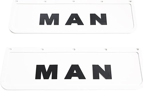 Lot de 2 bavettes garde-boue en caoutchouc dur pour homme, semi-remorque, 60 x 18 cm, blanc, avec inscription en relief 3D - Poukt