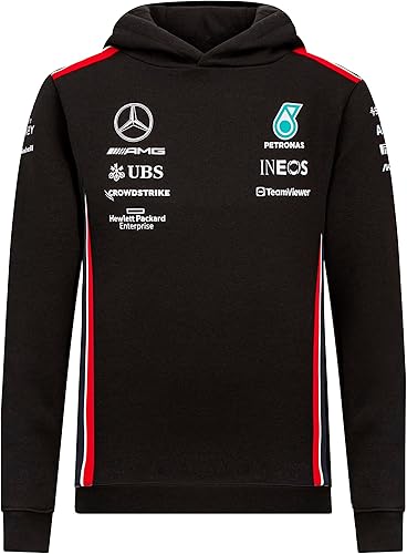 Mercedes AMG Petronas Formula One Team - Sweat à Capuche d’équipe 2023 pour Enfant - Noir - Taille: 164 - Poukt