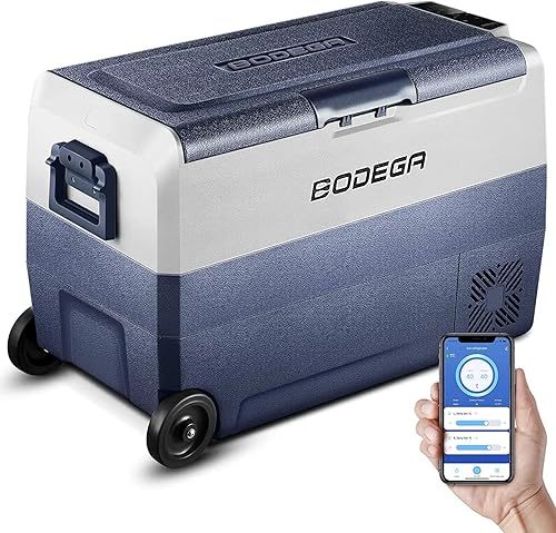 BODEGA Glacière à compresseur 50L, Glaciere Electrique, 12 V/24V et 100-240 V Frigo Camping, -20℃ à 20℃, Double Zone, pour Voiture, Camion, Bateau, Camping-Car Et Prise De Courant - Poukt