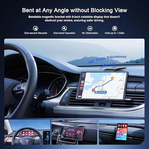 Autoradio 8' sans Fil A-pple Carplay Voiture pour avec Caméra de Recul, Écran Tactile Portable, Navigation GPS, Contrôle Vocal Google/Siri, Android Auto, Radio Bluetooth, AUX/FM, Mirror Link, OTA - Poukt