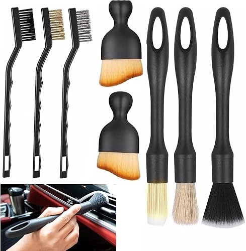 8 PCS Pinceau Detailing Auto, Pinceaux Nettoyage Voiture Remplaçable, Automatique de Voiture Détail Brosse, Brosses De Nettoyage, pour La Voiture Tableau De Bord, Intérieur, Extérieur - Poukt