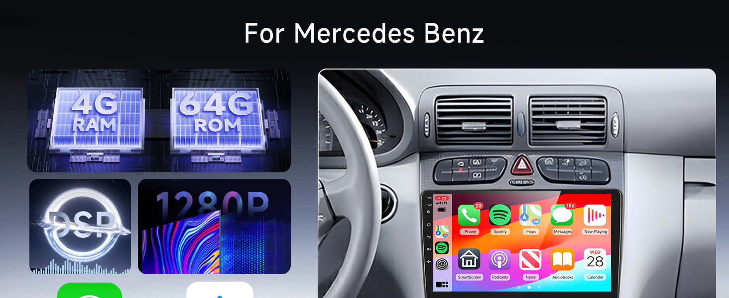 Autoradio pour Mercedes Benz C Classe E Classe A W203 W210 W168 W170 SLK Vaneo Vito Viano